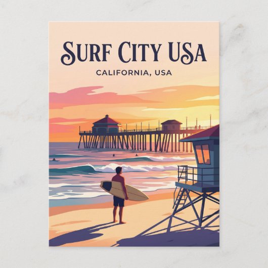 Huntington Beach USA Postkarte (Vorderseite)