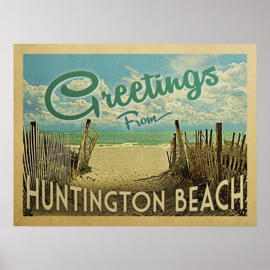 Huntington Beach Vintage Travel Poster (Vorne)