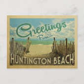 Huntington Beach Vintage Travel Postkarte (Vorderseite)