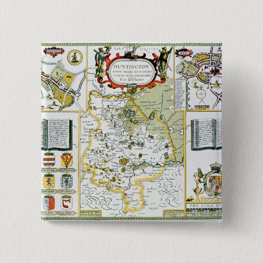 Huntington, graviert von Jodocus Hondius Button (Vorderseite)