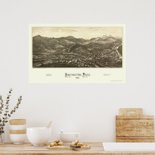 Huntington, MA Panoramic Map - 1886 Poster (Küche)
