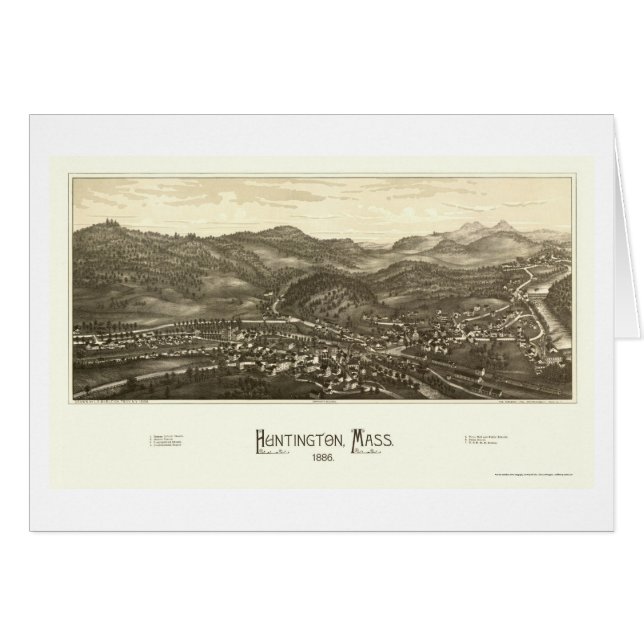 Huntington, panoramische Karte MAs - 1886 (Vorderseite (Horizontal))