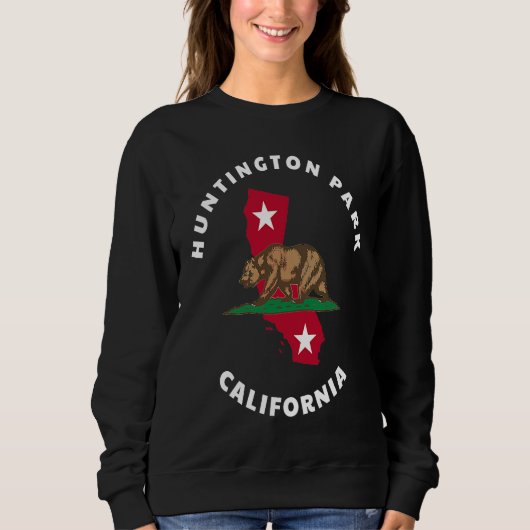 Huntington Park California CA Flag and Bear Badge Sweatshirt (Vorderseite)