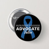 Huntington's Disease Advocate Ribbon Black Button (Vorne & Hinten)