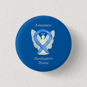 Huntington's Disease Awareness Ribbon Angel Button