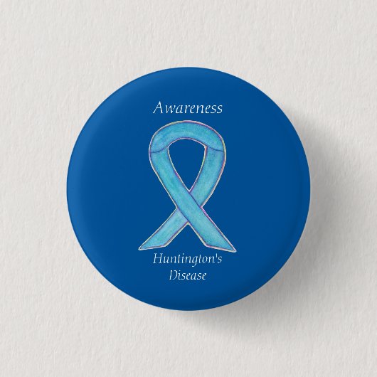 Huntington's Disease Awareness Ribbon Custom Butto Button (Vorderseite)
