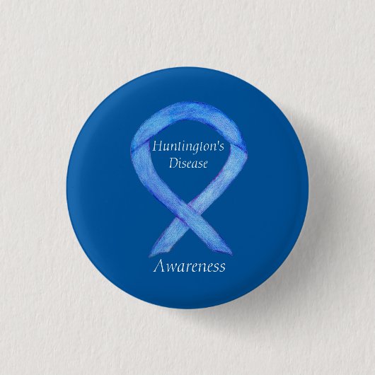 Huntington's Disease Awareness Ribbon Custom Butto Button (Vorderseite)