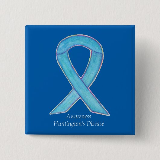 Huntington's Disease Awareness Ribbon Custom Butto Button (Vorderseite)