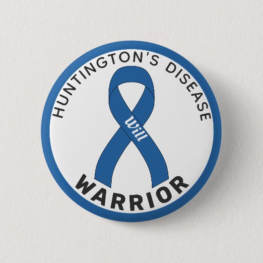 Huntington's Disease Warrior Ribbon White Button (Vorderseite)