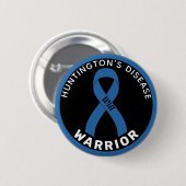 Huntington's Disease Warrior Ribbon White Button (Vorne & Hinten)