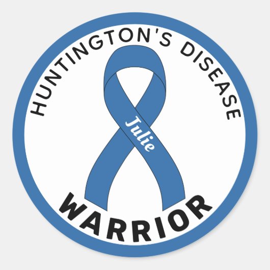 Huntington's Disease Warrior Ribbon White Runder Aufkleber (Vorderseite)