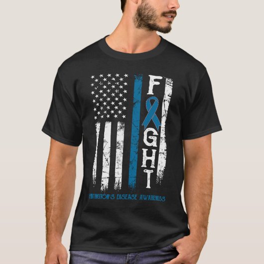 Huntington's Disease Warrior US Flag T-Shirt (Vorderseite)