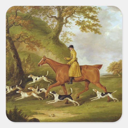 Huntsman and Hounds, 1809 (Öl auf Leinwand) Quadratischer Aufkleber (Vorderseite)