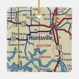Huntsville AL Vintage Karte Keramikornament