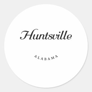 Huntsville Alabama Black Schriftart Runder Aufkleber
