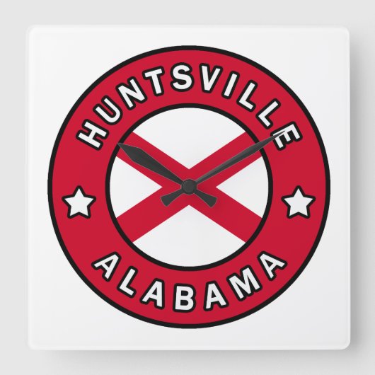 Huntsville Alabama Quadratische Wanduhr (Vorderseite)