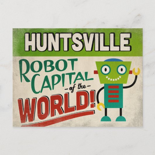 Huntsville Alabama Robot - Funny Vintag Postkarte (Vorderseite)