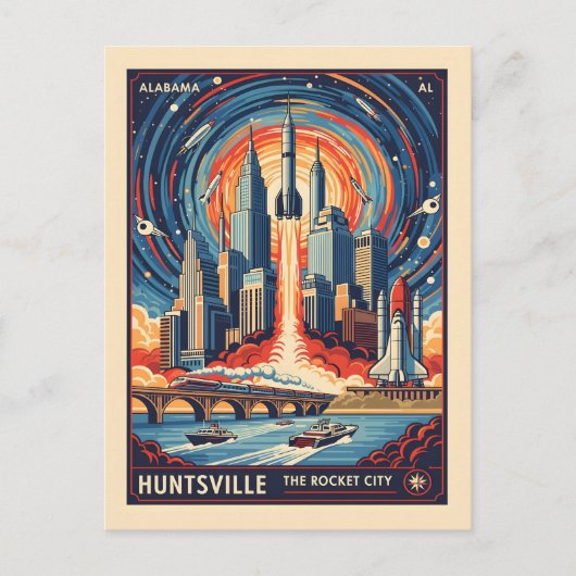 Huntsville Alabama Rocket City Futuristic Space Postkarte (Vorderseite)
