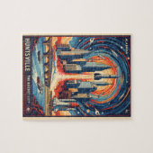 Huntsville Alabama Rocket City Futuristic Space Puzzle (Horizontal)