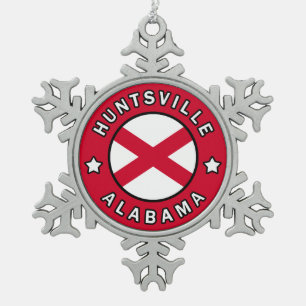 Huntsville Alabama Schneeflocken Zinn-Ornament