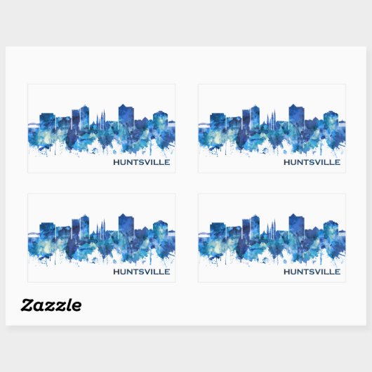 Huntsville Alabama Skyline Blue Rechteckiger Aufkleber (Blatt)