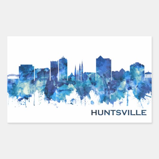 Huntsville Alabama Skyline Blue Rechteckiger Aufkleber (Vorderseite)