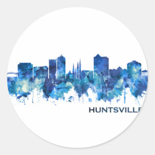 Huntsville Alabama Skyline Blue Runder Aufkleber