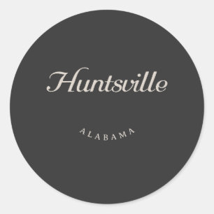 Huntsville Alabama White Schriftart Runder Aufkleber