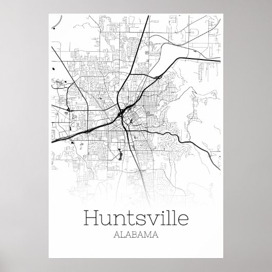 Huntsville Map - Alabama - City Map Poster (Vorne)