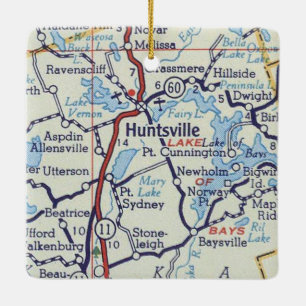 Huntsville ON Vintage Map Keramikornament