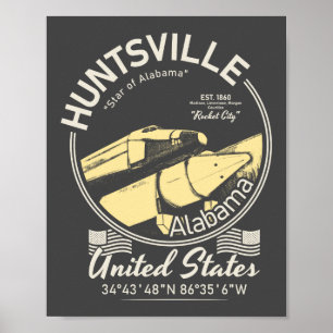 HUNTSVILLE STADT ALABAMA - RAKETE RAUMSCHIFF POSTER