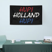 Hup Holland Hup überlagerte sich bei der NLD-Flagg Banner (Messeveranstaltung)