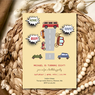 Hupkonzert Retro-Fahrzeuge Junge Geburtstag Einladung