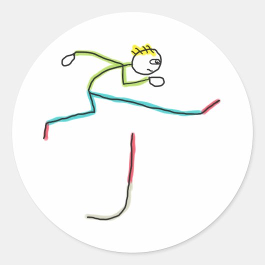 Hürdenstickman Runder Aufkleber (Vorderseite)