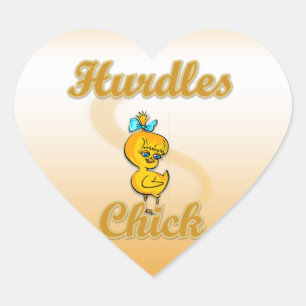 Hurdles Chick Herz-Aufkleber