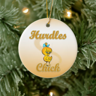 Hurdles Chick Keramik Ornament
