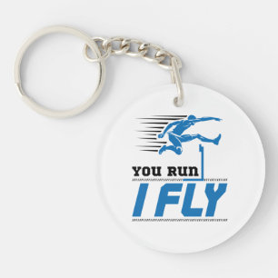 Hurdles Track und Feld, die Sie ausführen I Fly Schlüsselanhänger