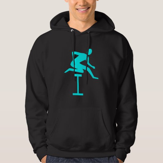 Hurdling - Cyan Hoodie (Vorderseite)