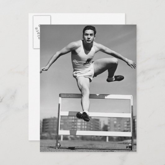 Hurdling Postkarte (Vorne/Hinten)