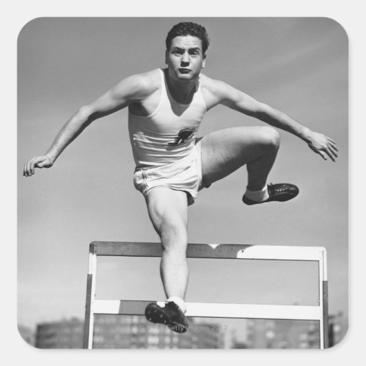 Hurdling Quadratischer Aufkleber (Vorderseite)