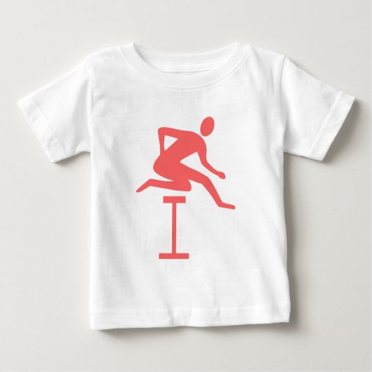 Hurdling - tropisches Rosa Baby T-shirt (Vorderseite)