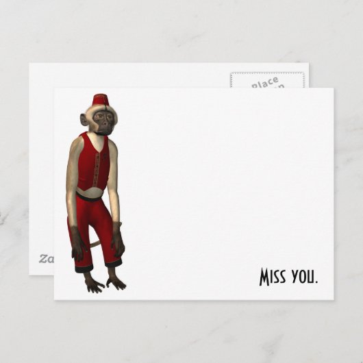 Hurdy Gurdy 3D Music Monkey 11 Postkarte (Vorne/Hinten)