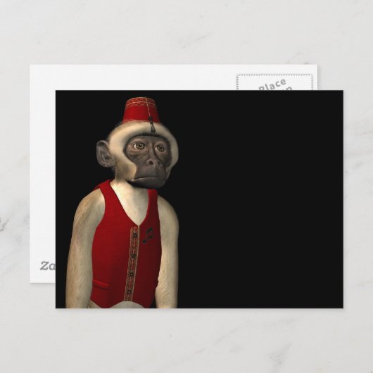 Hurdy Gurdy 3D Music Monkey 11 Postkarte (Vorne/Hinten)