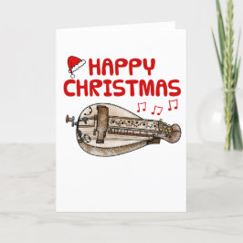 Hurdy Gurdy Christmas Card Folk Musician Dankeskarte