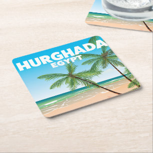 Hurghada Ägypten Reiseplakat Rechteckiger Pappuntersetzer