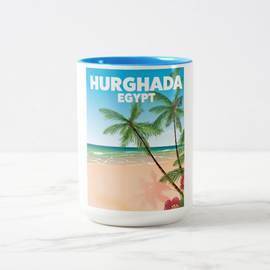 Hurghada Ägypten Reiseplakat Zweifarbige Tasse (Mittel)