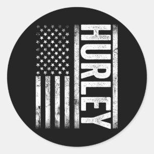 Hurley Ky Vintag US American Flag Retro For Men W Runder Aufkleber