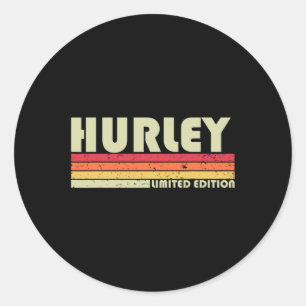 Hurley Surname Fun Retro Vintager 80er 90er Geburt Runder Aufkleber