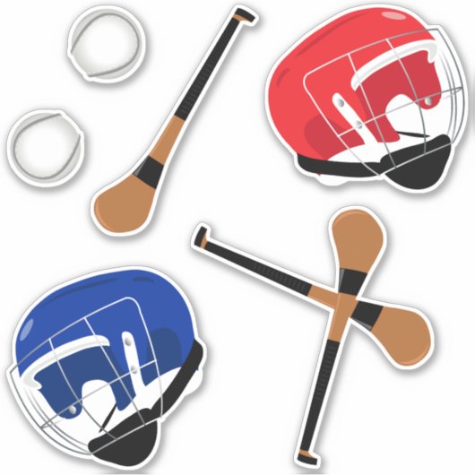 Hurling Gaelic Sports Sticks Balls und Helme Aufkleber (Vorderseite)