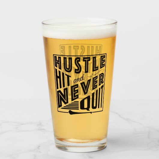 Hurling Hustle Hit & Never Quit, GAA Gaelic Games Glas (Vorne (Gefüllt))